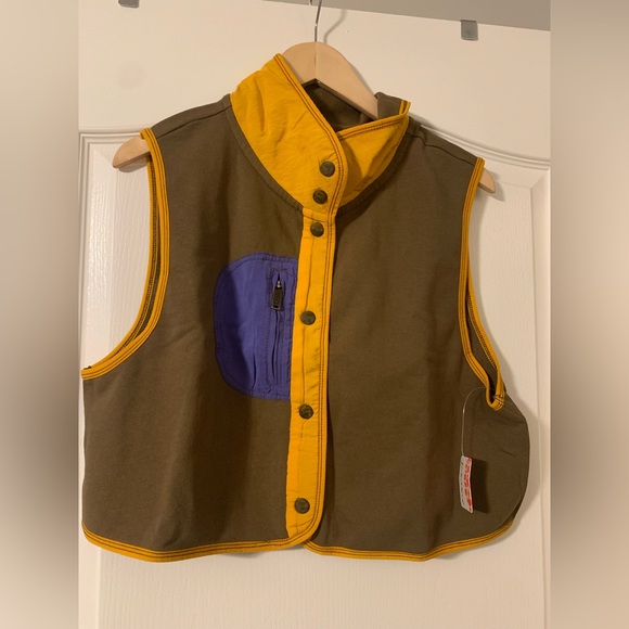 free people movement colorblock brown yellow purple one on one vest NWT large - Picture 2 of 2